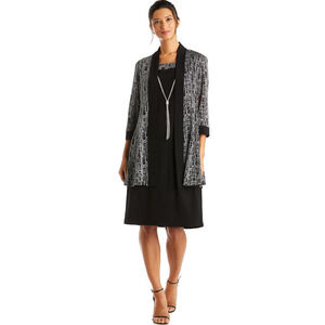 NWT R&M Richards Womens Two-Piece Metallic Knit Jacket Dress size 20W